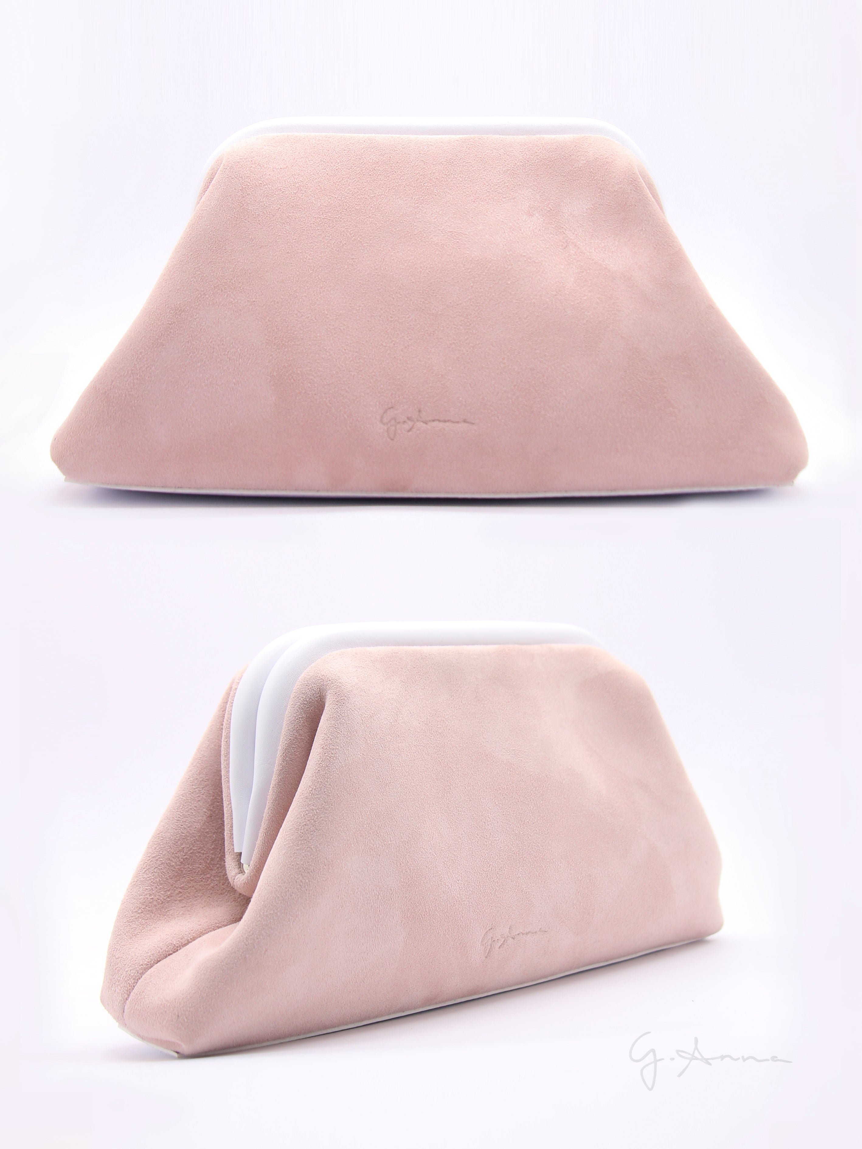 Petal Pink Suede Clutch